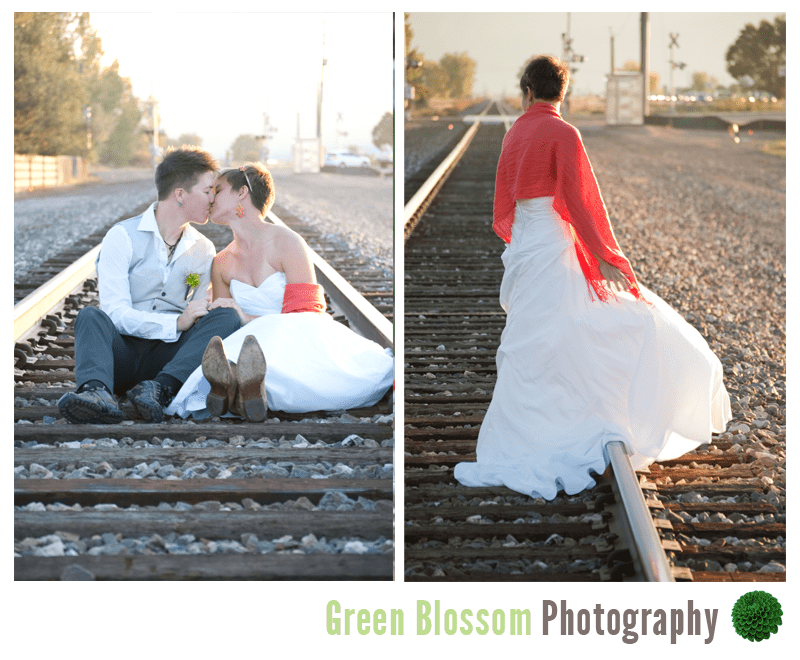 Colorado same-sex wedding railroad tracks photo