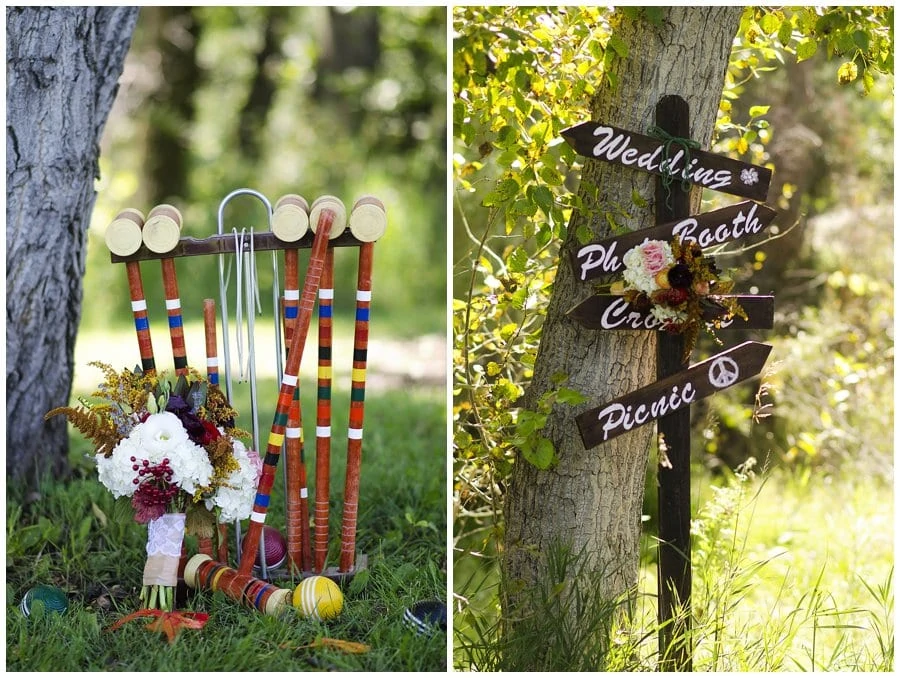 croquet set up at outdoor picnic wedding at Denver Botanic Gardens at Chatfield styled shoot wedding by Denver wedding photographer Jennie Crate