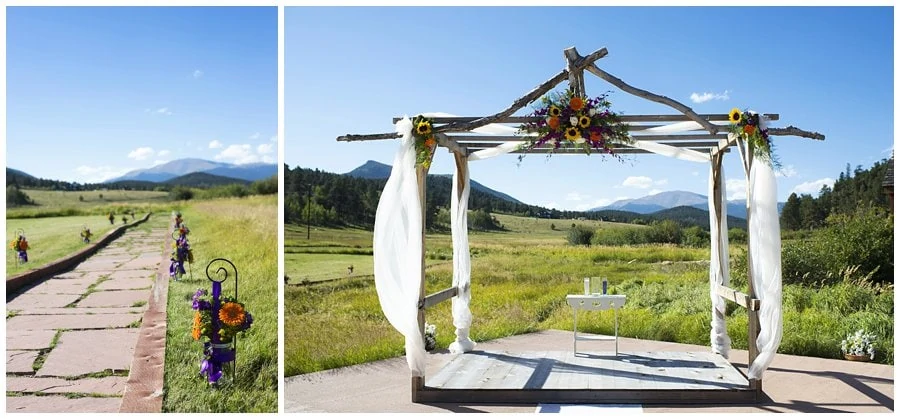 ceremony site in fields at Deer Creek Valley Ranch wedding by Colorado wedding photographer Jennie Crate