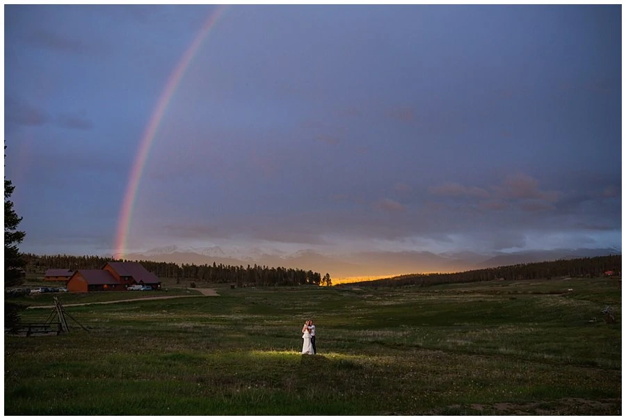Snow Mountain Ranch wedding sunset rainbow photo