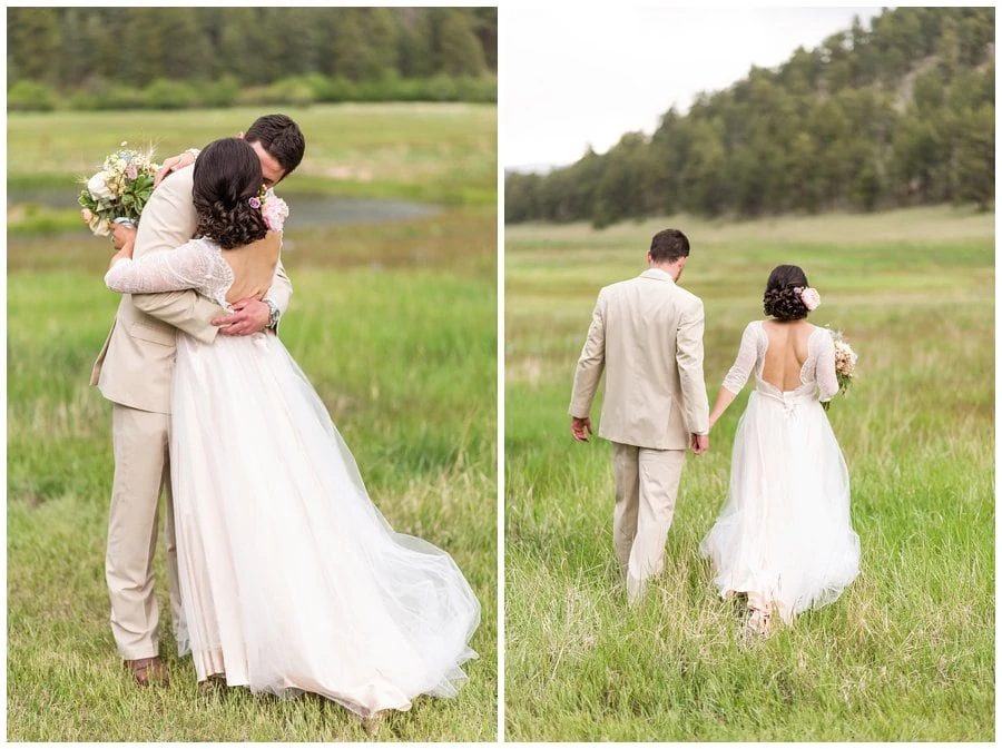 sunset couples photos at Deer Creek Valley Ranch wedding by Deer Creek Valley Ranch wedding photographer Jennie Crate