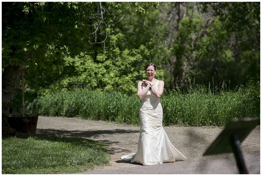 First Look Hildebrand Ranch at spring Denver Botanic Gardens at Chatfield Wedding by Boulder wedding photographer Jennie Crate