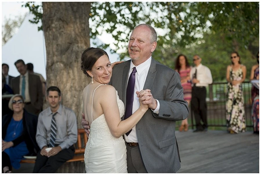 bride and father first dance at spring Denver Botanic Gardens at Chatfield Wedding by Lyons wedding photographer Jennie Crate