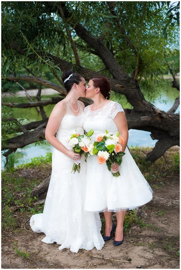 LGBT Denver wedding two brides in park photo