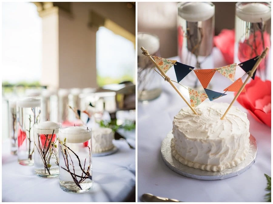 cake and centerpieces wash park boathouse wedding reception photo