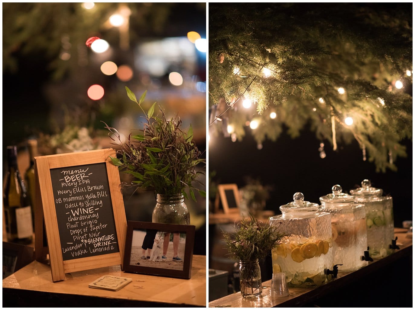 cozy outdoor bar at Lyons Riverbend wedding by Denver wedding photographer Jennie Crate