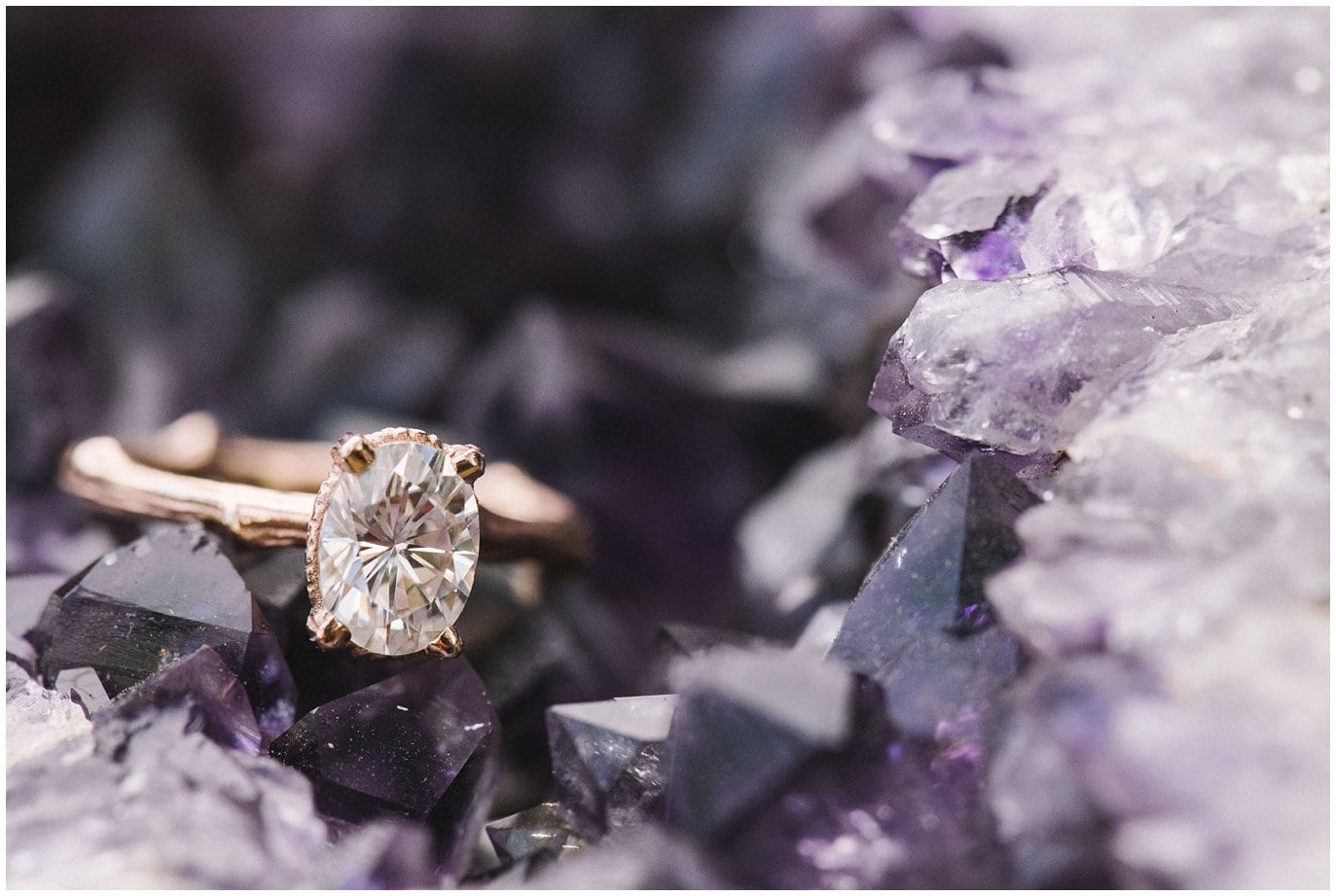 diamond ring in geode wedding ring photo