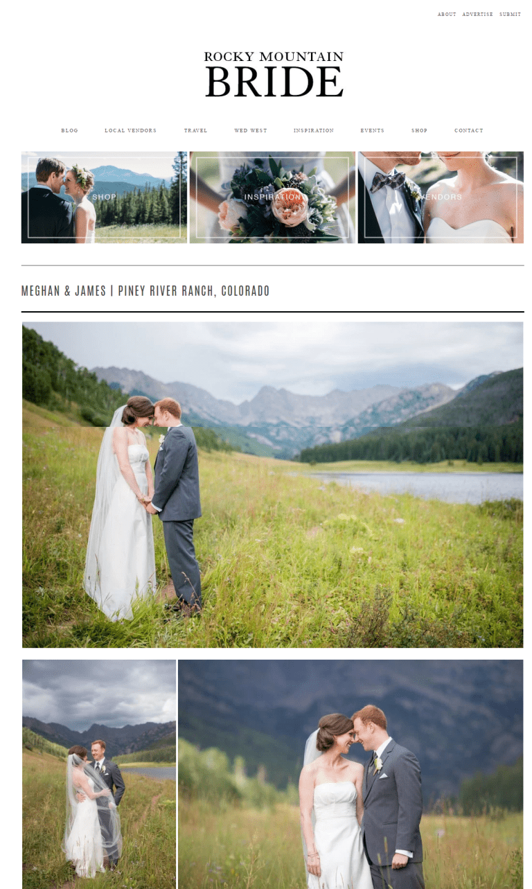 Meghan and James Featured on Rocky Mountain Bride