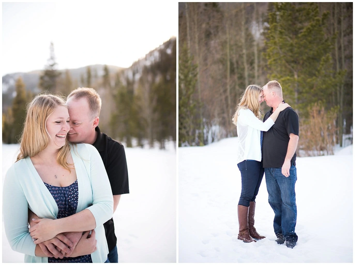 snowy colorado engagement session