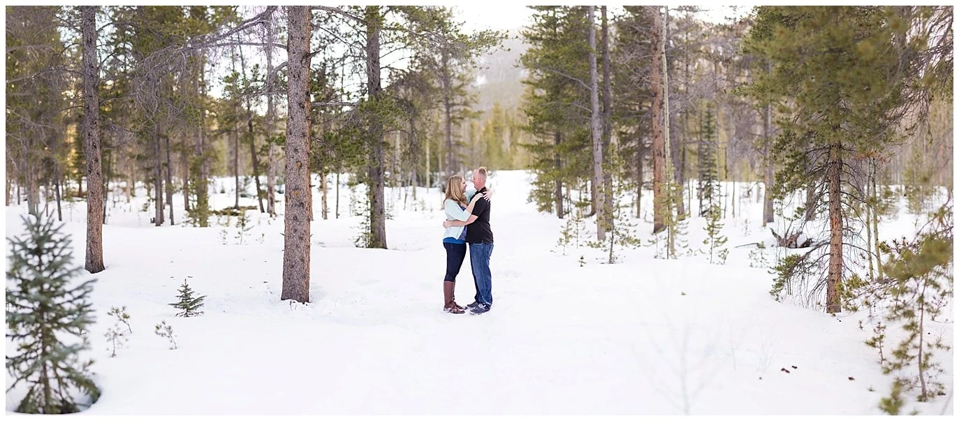 snowy brenizer engagement photo