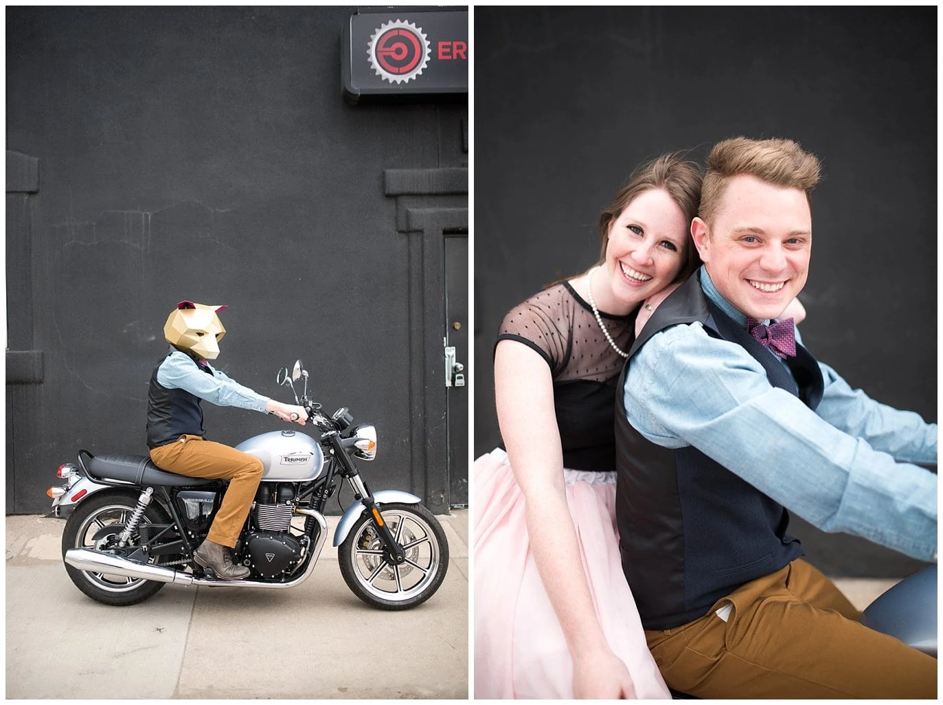 motorcycle engagement photo
