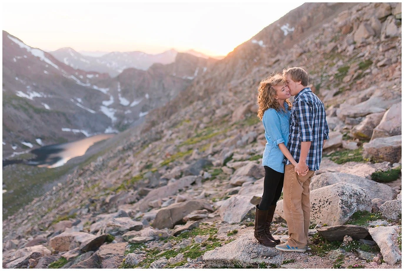 engagement photo at Mt. Evans summit Colorado