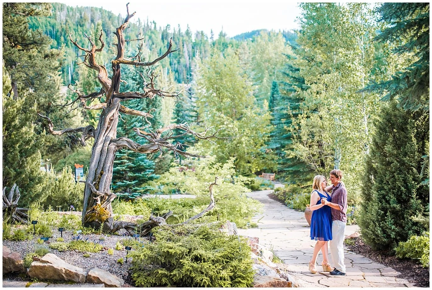 couple dancing in alpine garden photo