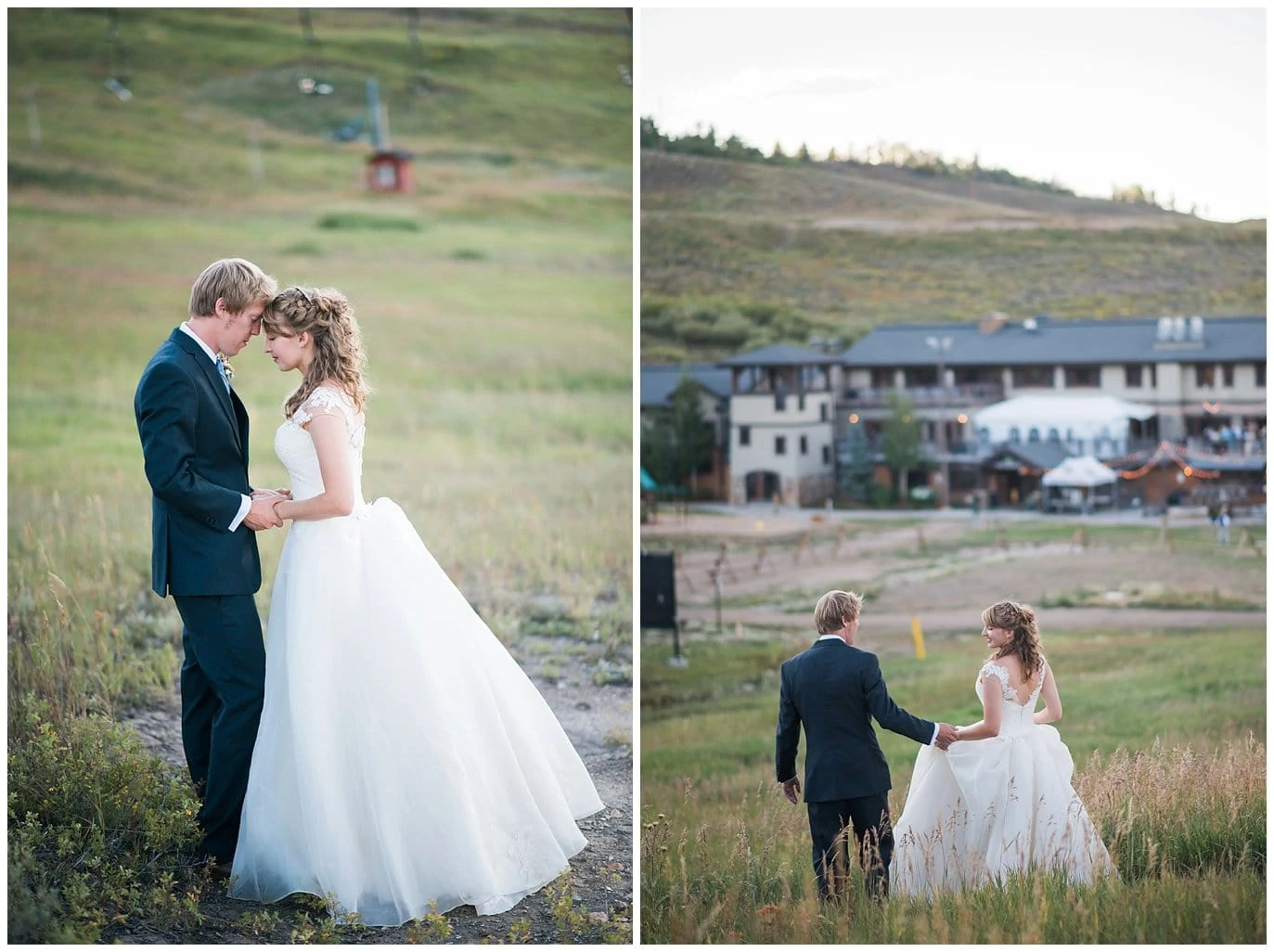 sunset photos in field at Granby Ranch wedding photo