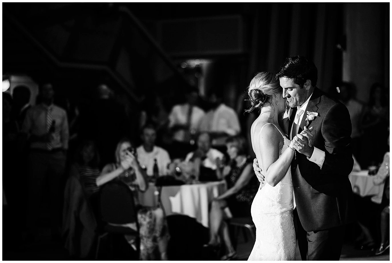 dramatic first dance at Denver city wedding photo