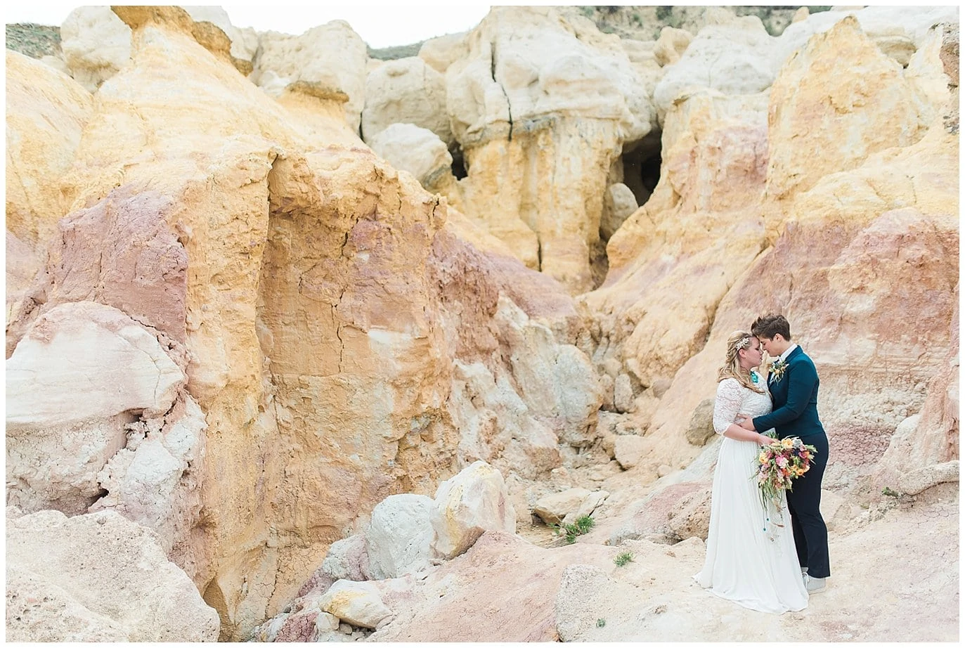 couple in paint mines elopement photo