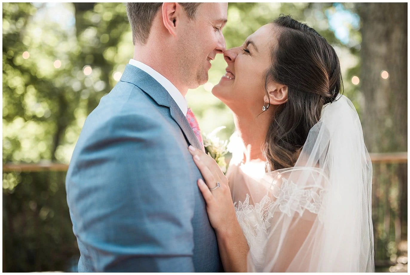 bride and groom nose to nose at Lyons Farmette wedding by RMNP Wedding Photographer Jennie Crate