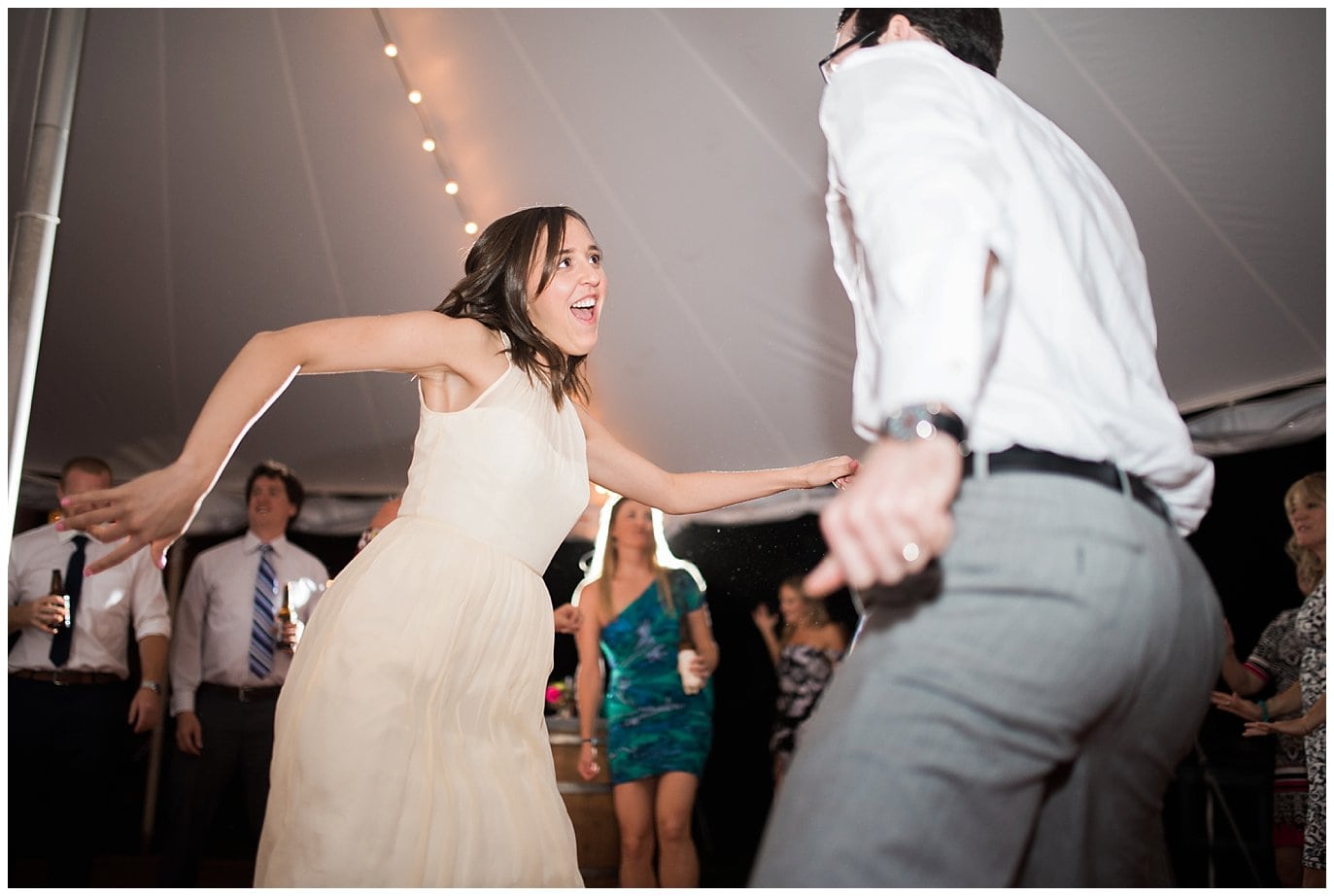dance party at Lyons Farmette wedding by Greeley Wedding Photographer Jennie Crate