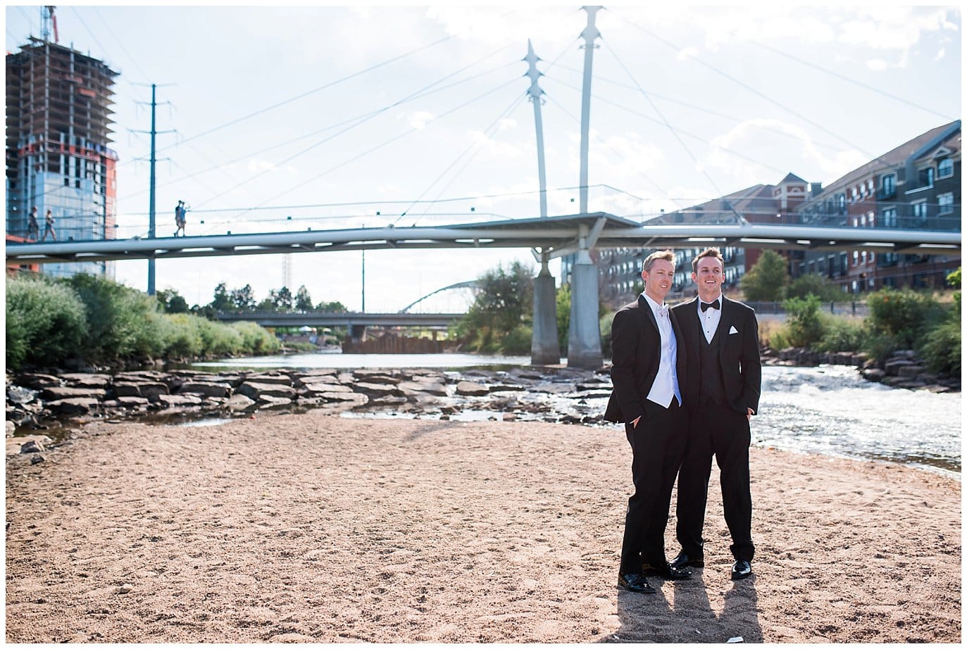 grooms by river in Denver photo