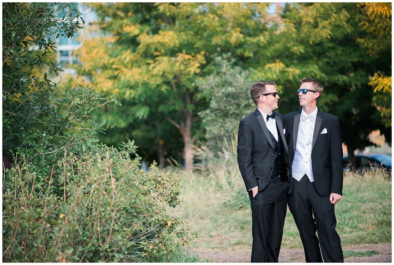 fall gay wedding photo