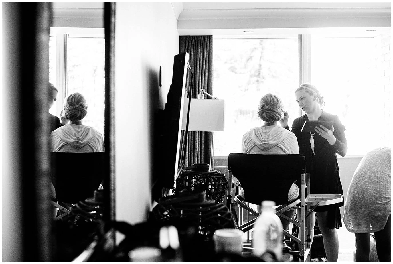 bride prepping for colorado mountain wedding at Piney River Ranch wedding by Vail Wedding photographer Jennie Crate, Photographer