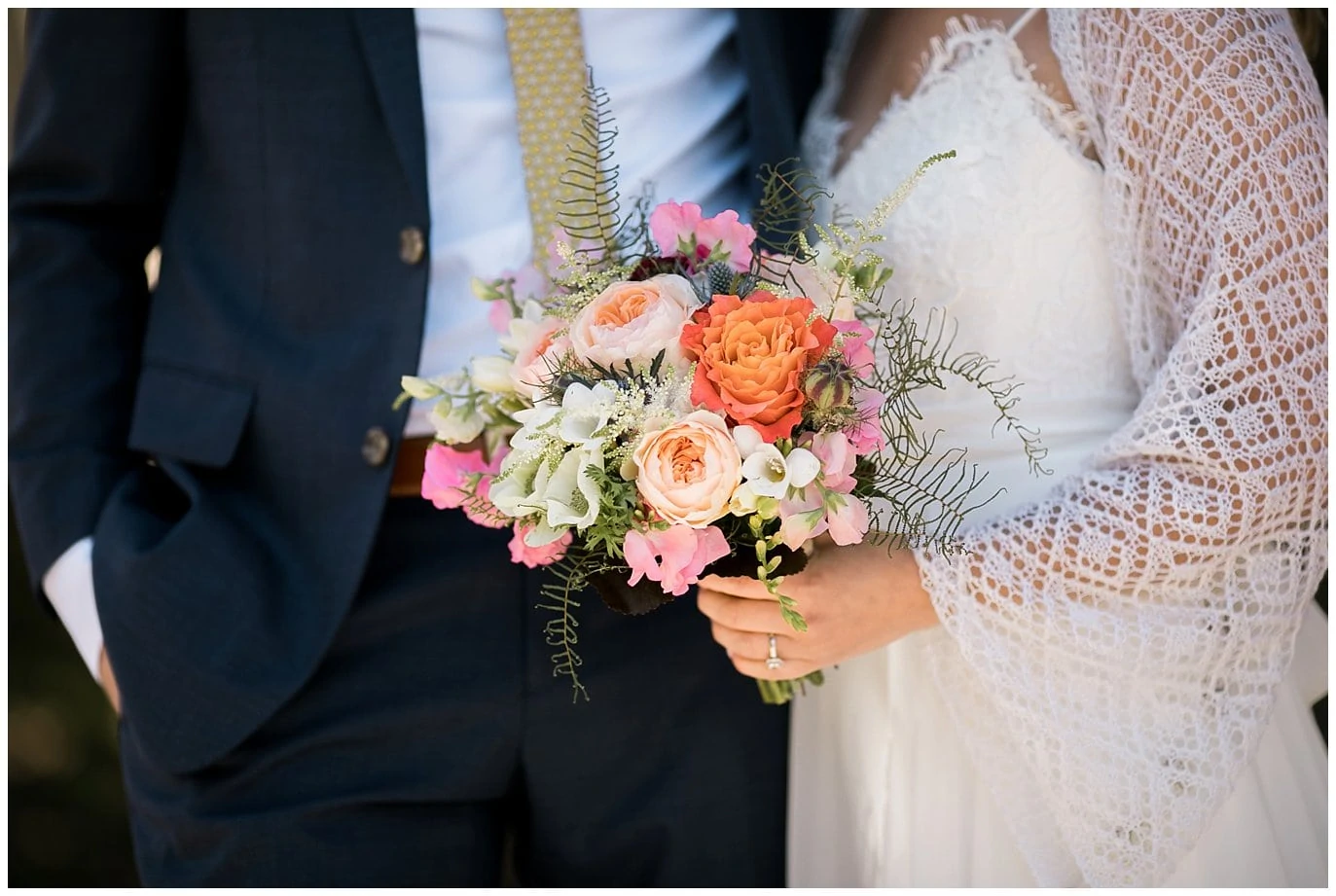 coral and pink bridal bouquet