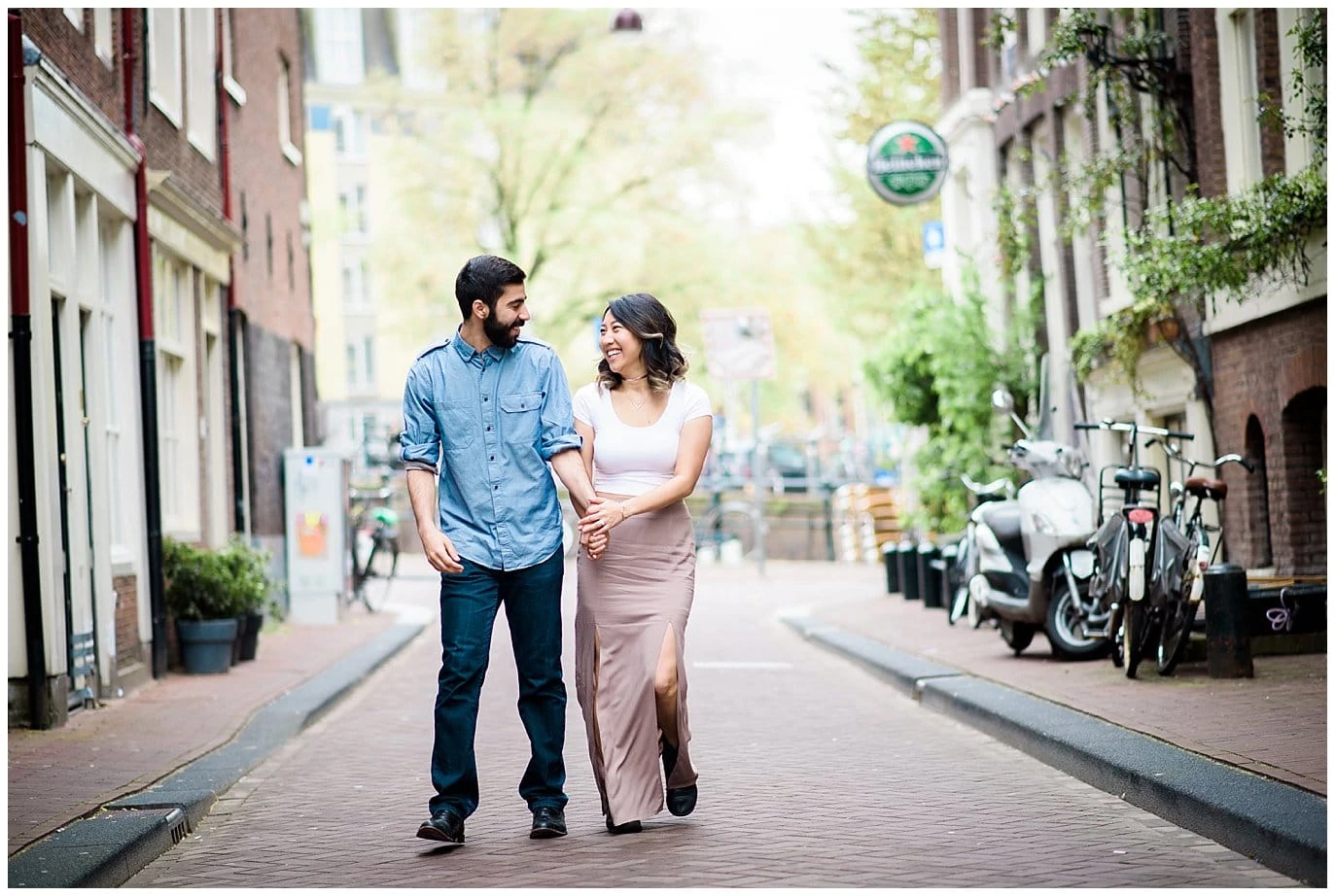 Amsterdam canal engagement photo