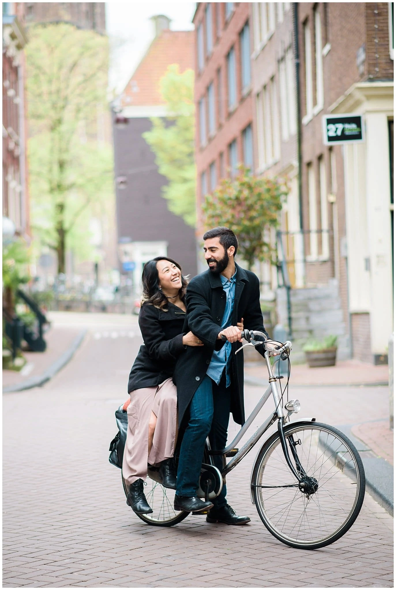 Amsterdam bike engagement session photo