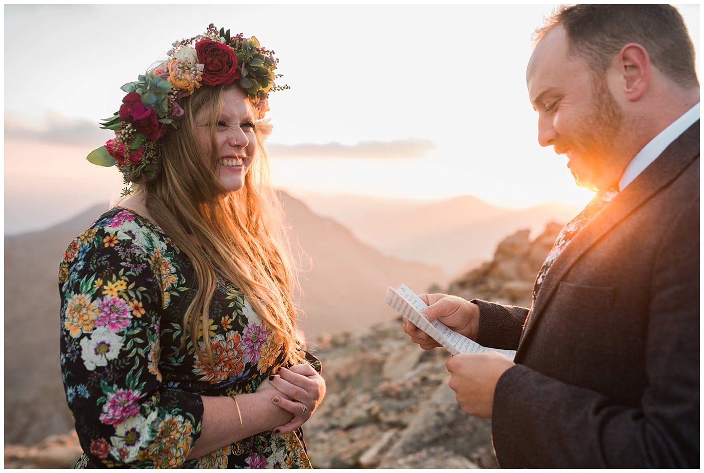 Emotional vows at the top of Mt. Evans elopement photo