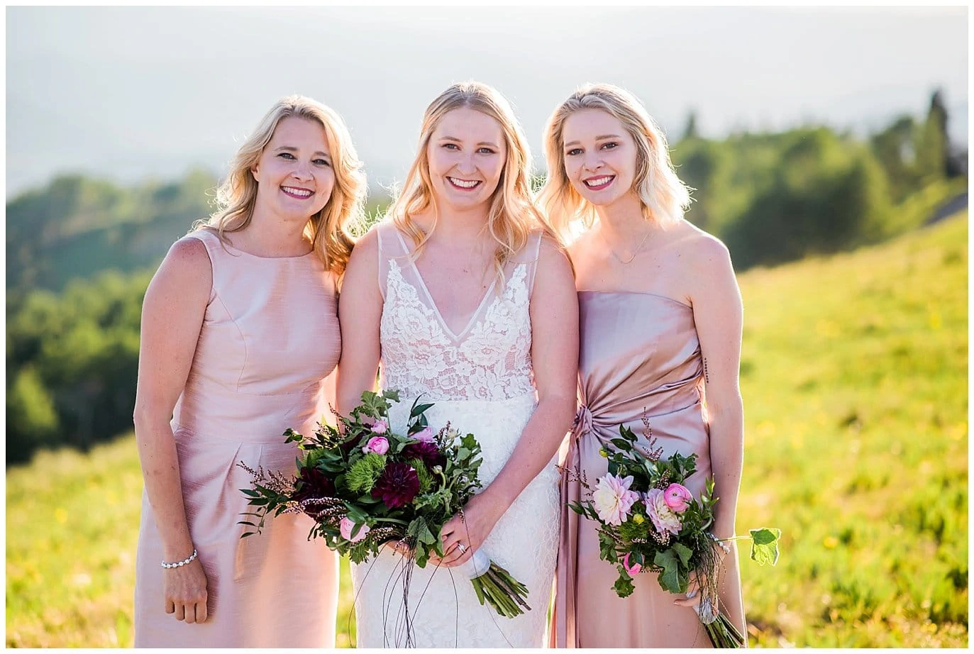 bridal party in pink dresses photo