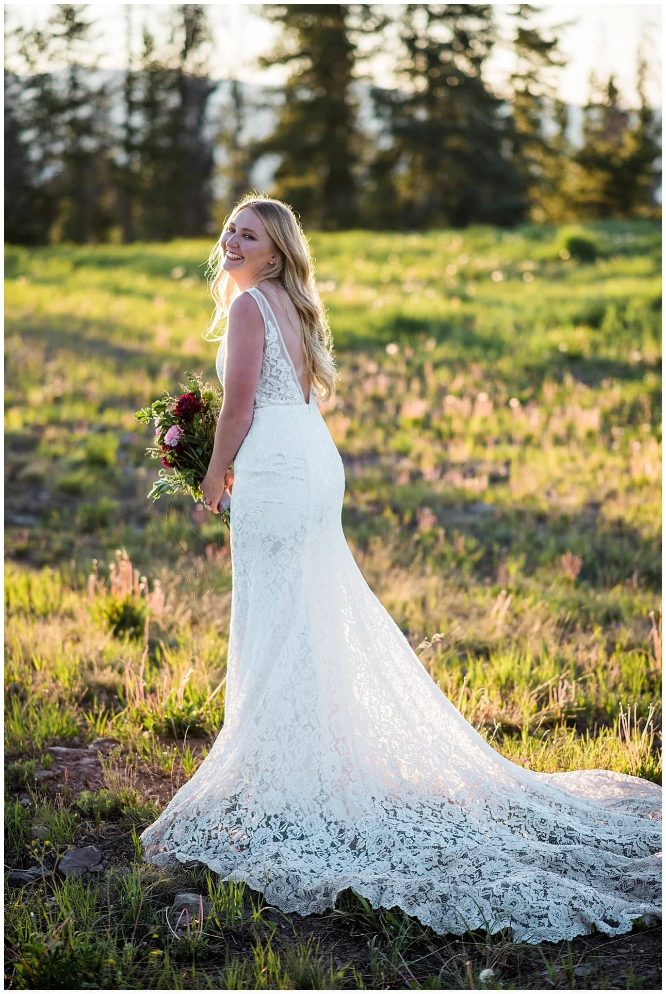 Made With Love Bridal lace wedding dress at sunset