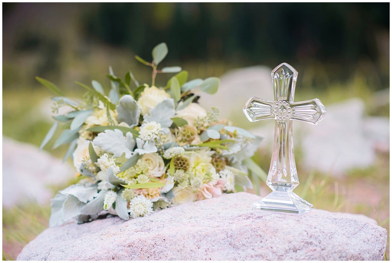 crystal cross for outdoor elopement photo