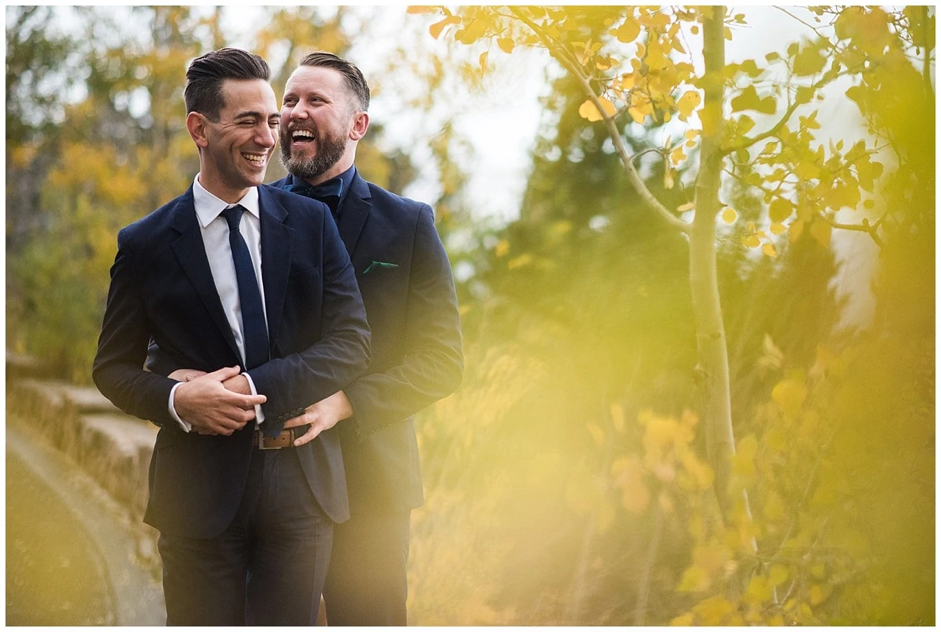 fall same-sex colorado wedding photo