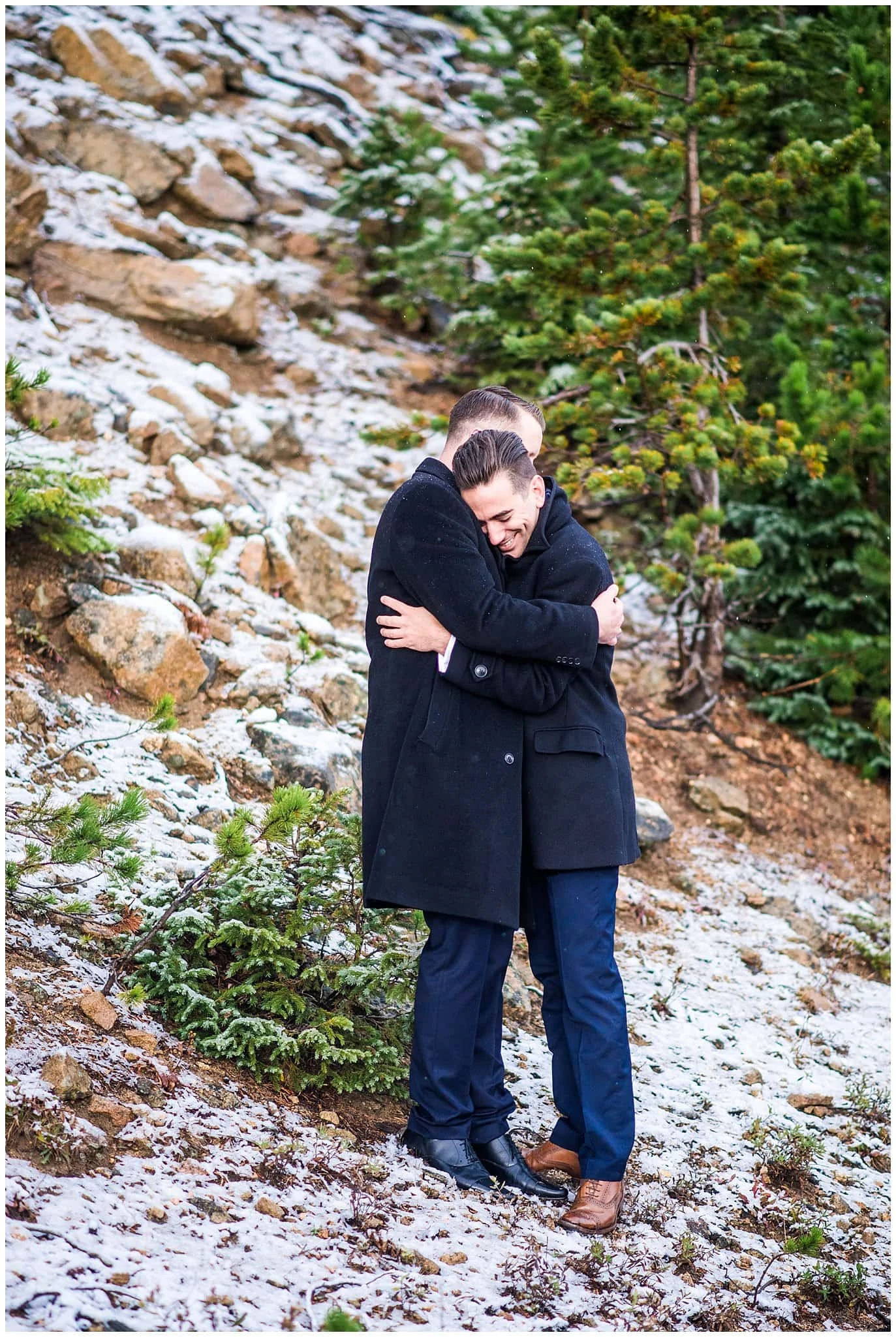 two grooms in navy suits eloping photo