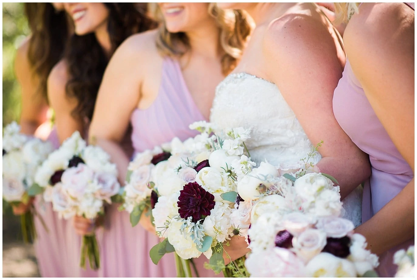 white and burgundy wedding flowers photo
