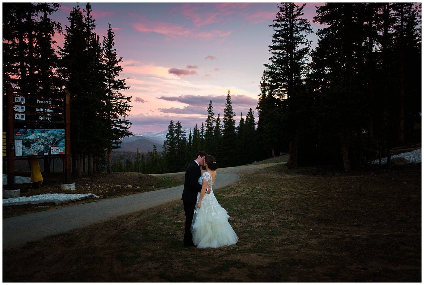 sunset wedding at top of keystone resort photo