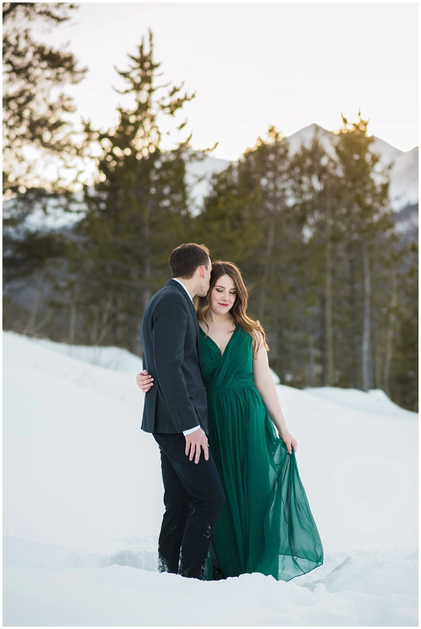 emerald green engagement dress photo