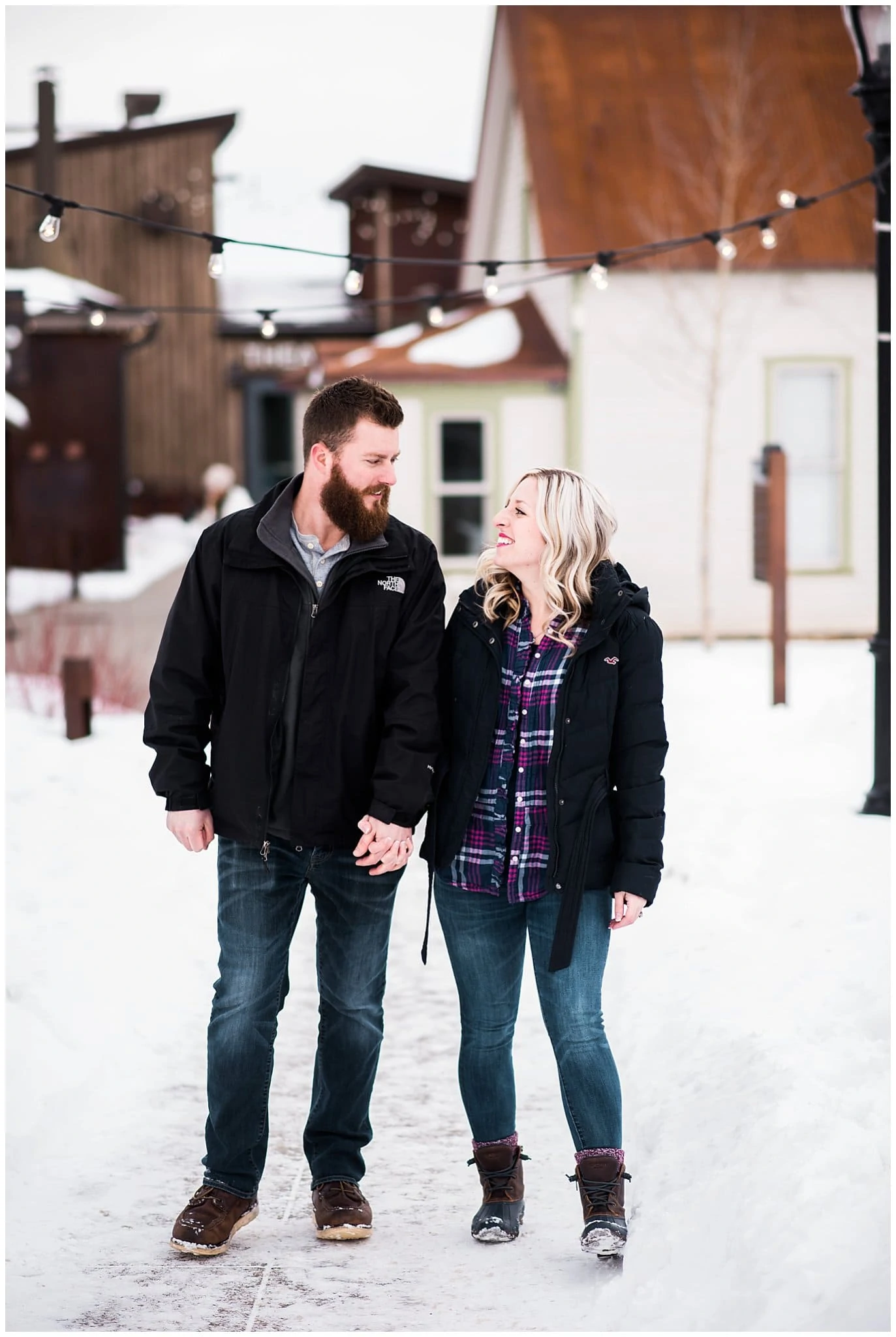 engagement photo in flannel