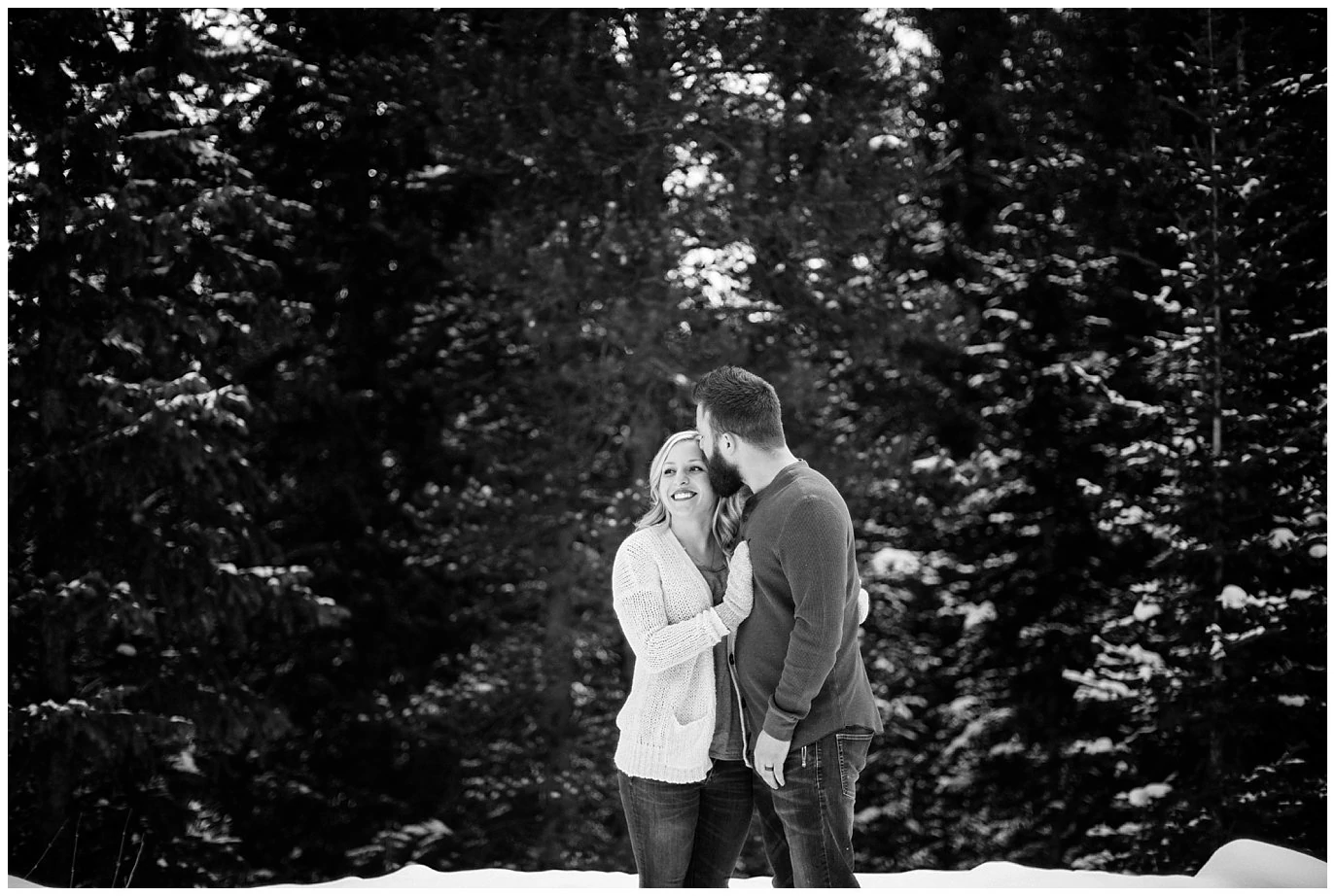 romantic winter mountain engagement photo