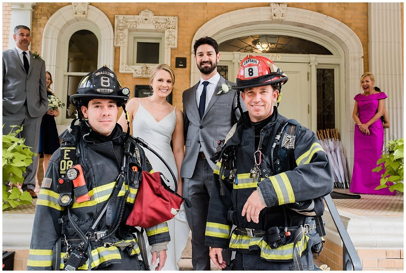 denver fire department at wedding photo