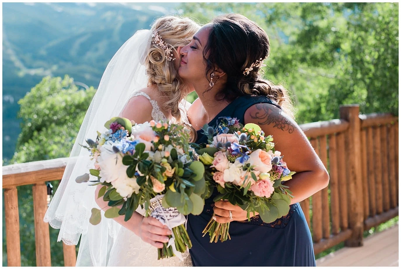 colorful summer mountain wedding photo