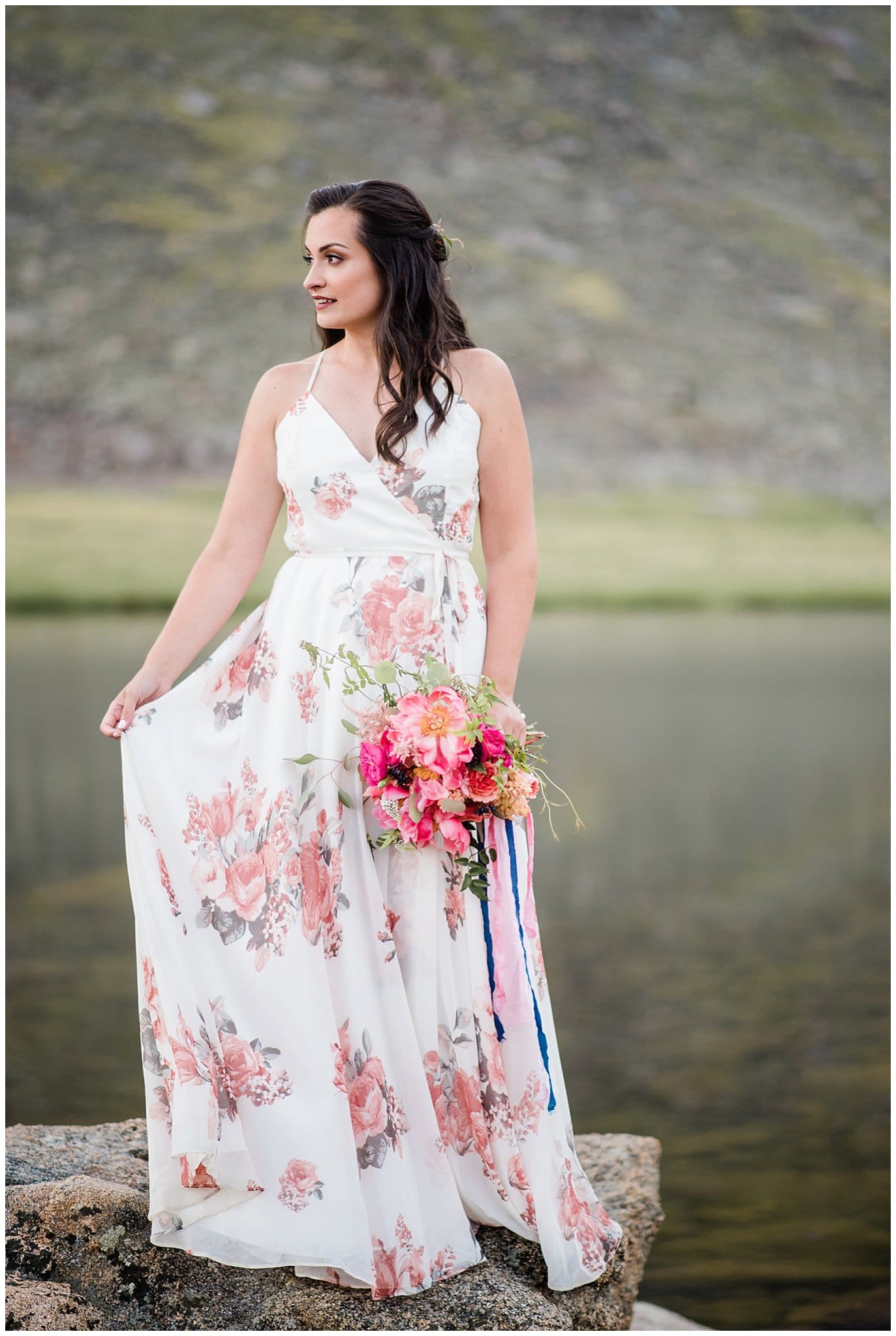 lulus flower dress for elopement photo