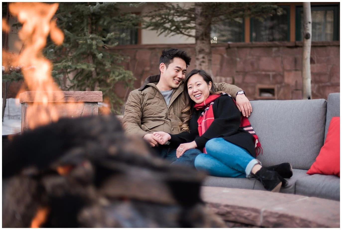 engagement photo by the firepit photo