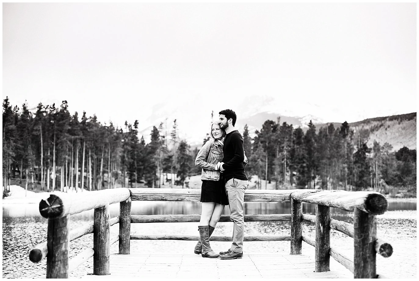 Black and White Engagement photo