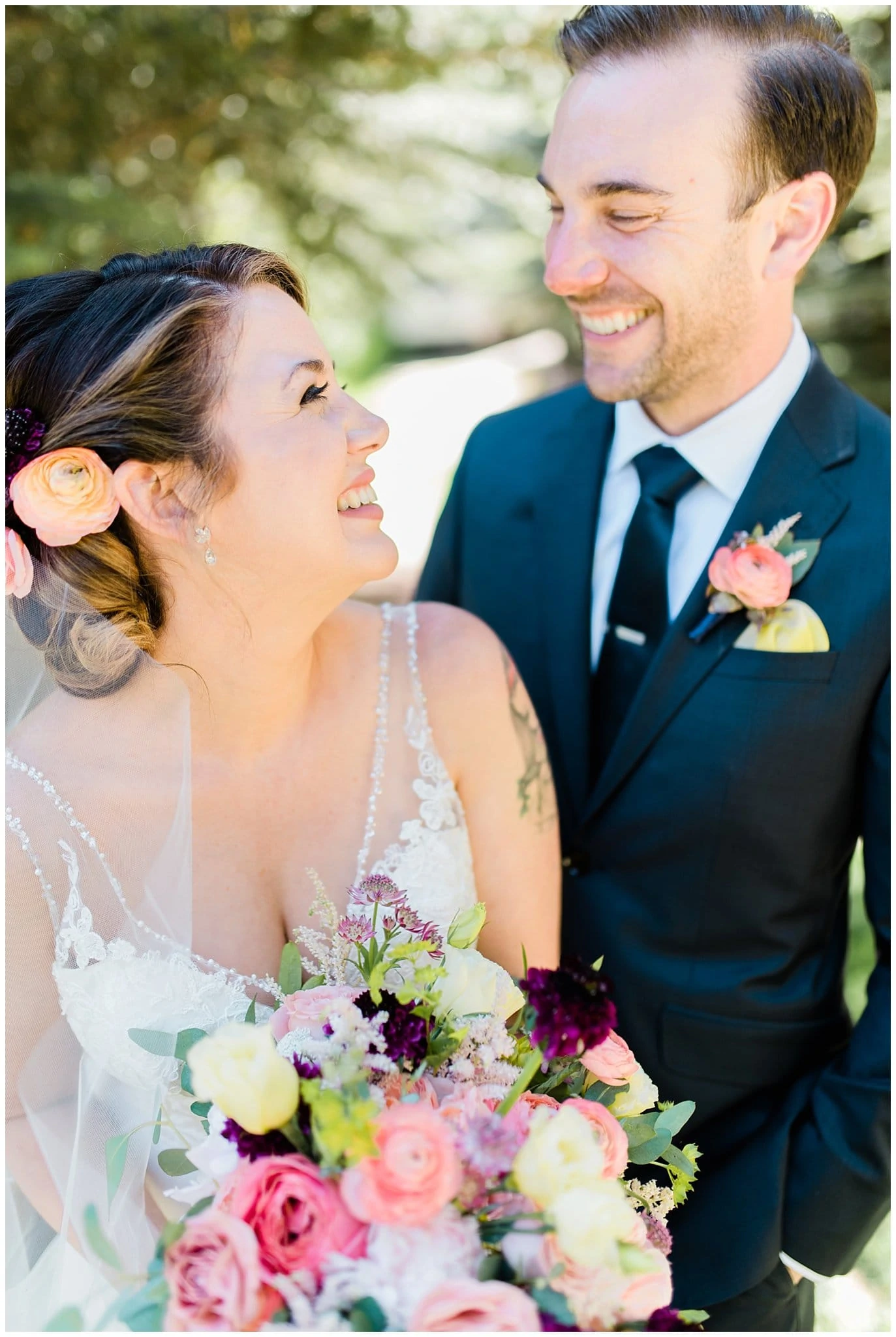 Peach and spring wedding colors at Sonnenalp Hotel Vail Colorado Wedding by Vail Wedding Photographer Jennie Crate
