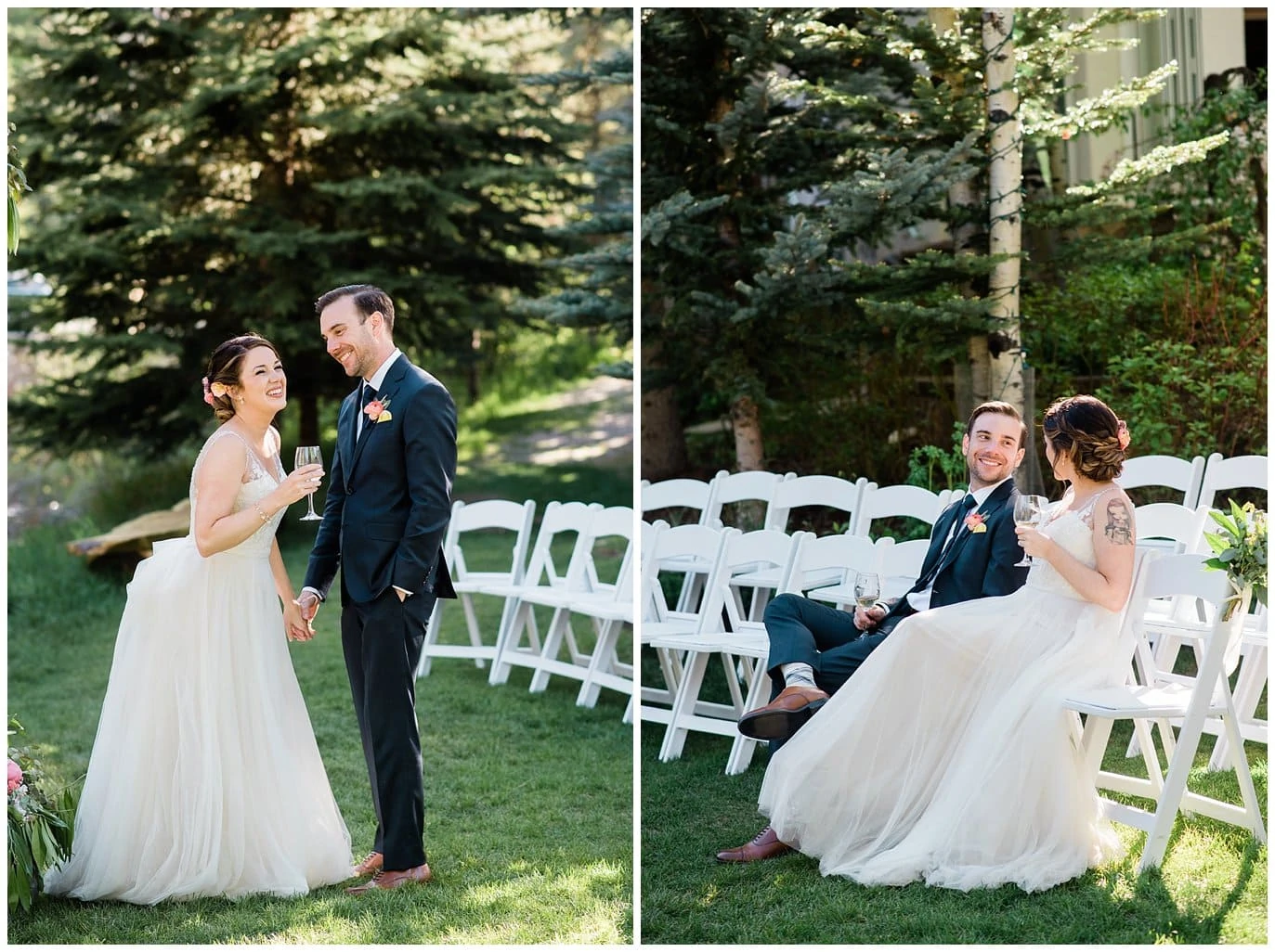 bride and groom after ceremony at Sonnenalp Hotel Vail Colorado Wedding by Colorado Wedding Photographer Jennie Crate