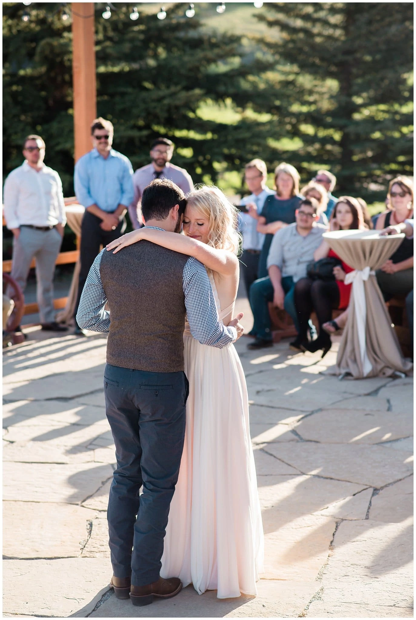 Romantic outdoor colorado first dance at Deer Creek Valley Ranch wedding by Boulder Wedding Photographer Jennie Crate Photographer