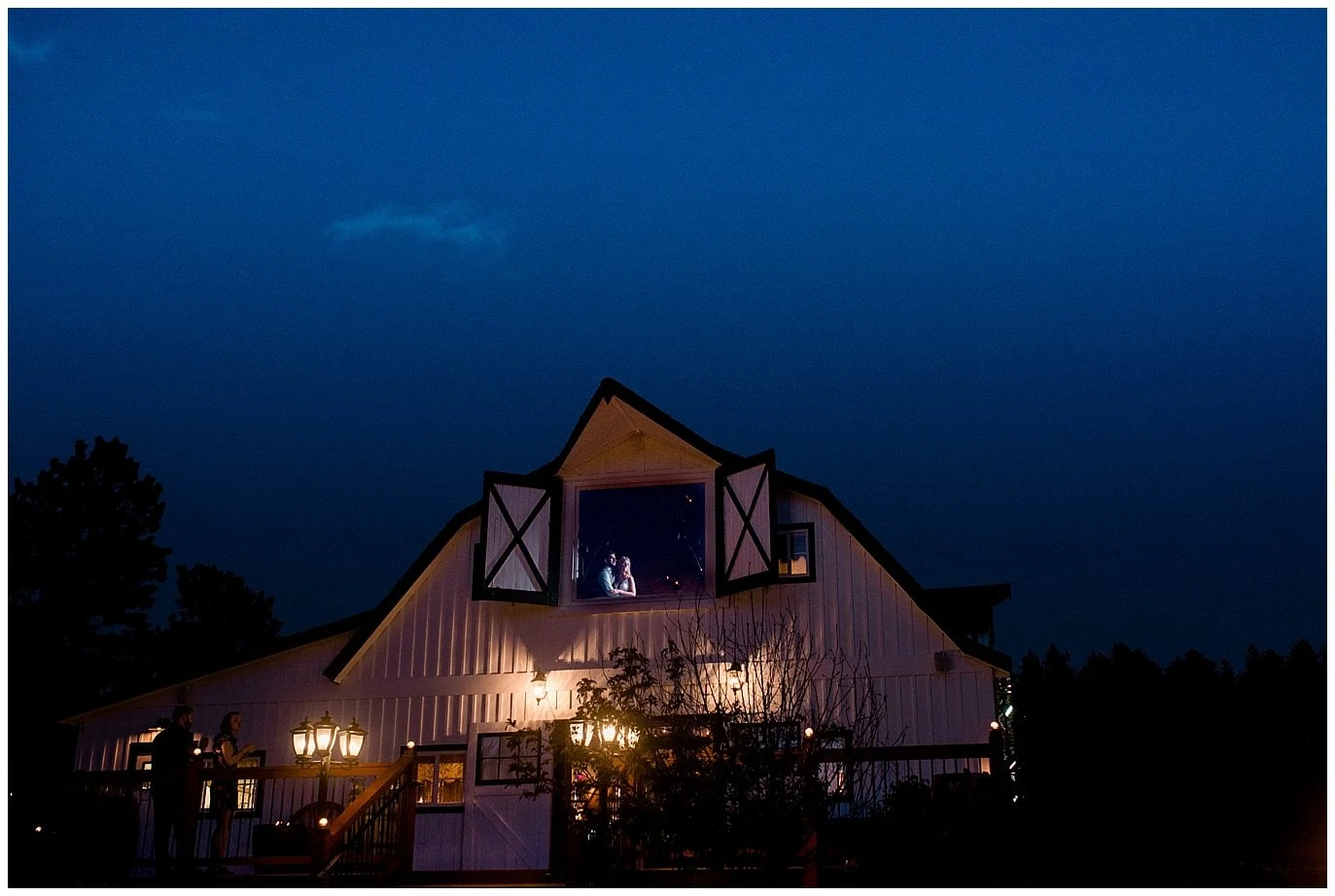 night time shot of bride and groom at Deer Creek Valley Ranch wedding by Colorado Wedding Photographer Jennie Crate Photographer