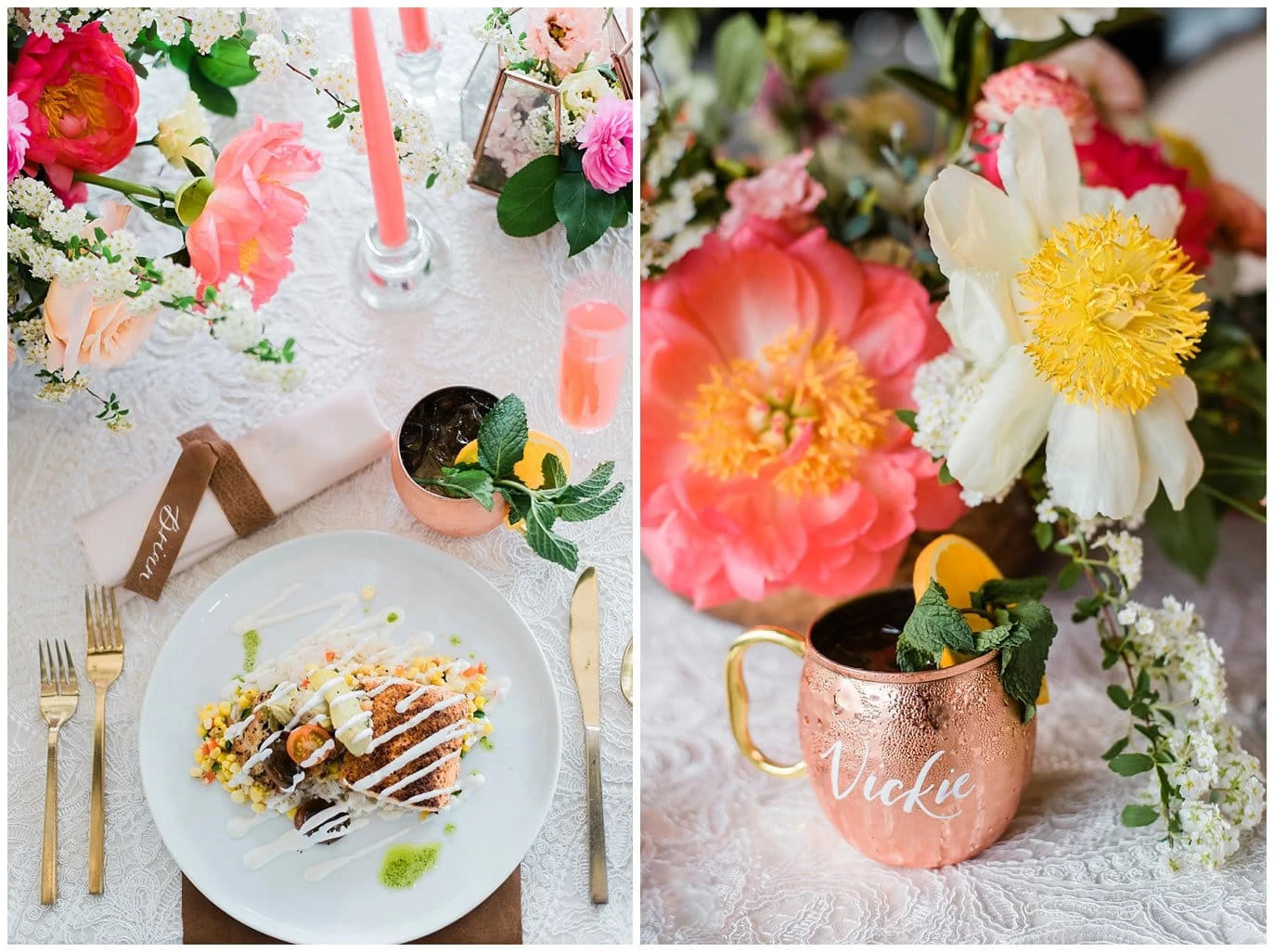 coral and copper wedding inspiration at summer blanc wedding by Denver wedding photographer Jennie Crate photographer