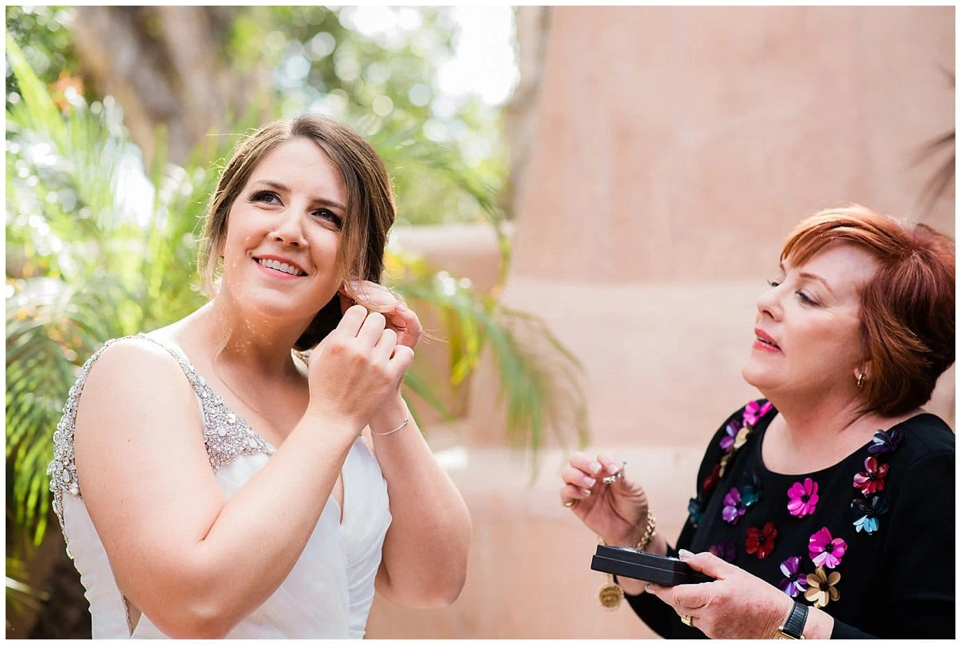 Bride and mother getting ready at Rancho Valencia wedding photo